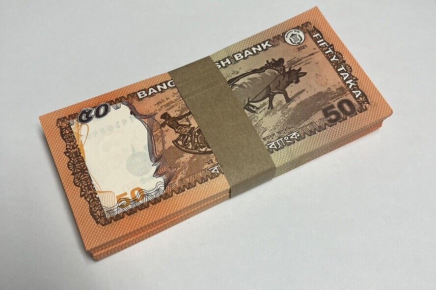 Bangladesh 50 Taka 2021 P 68 a Golden Jubelee ORANGE UNC Lot 100 Pcs