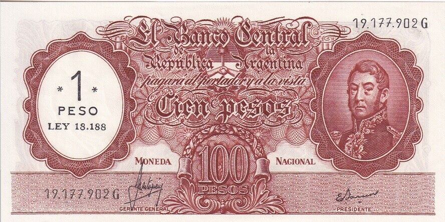 Argentina 1 Peso ND 1969-1971 P 282 AUnc