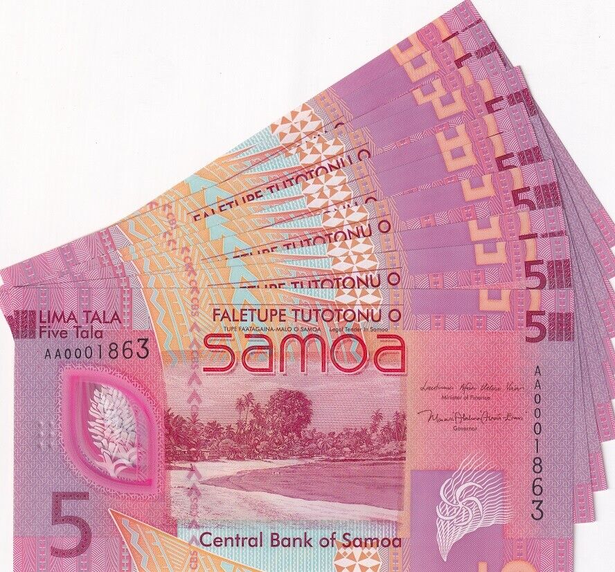 Samoa 5 Tala ND 2023 2024 P 47 Polymer LOT 10 UNC