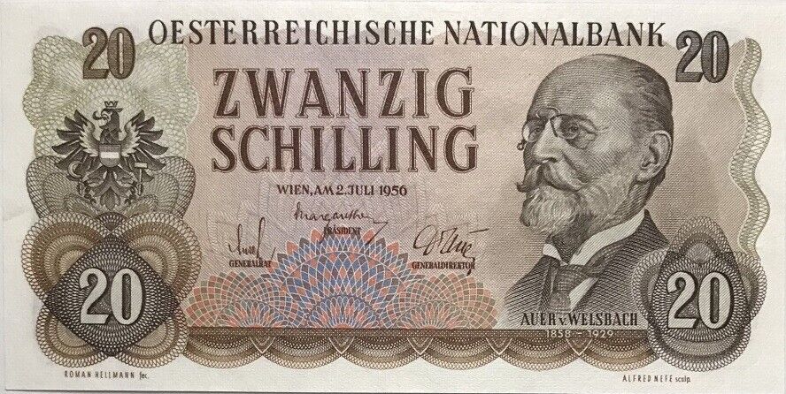 Austria 20 Schilling 1956 P 136 AUnc