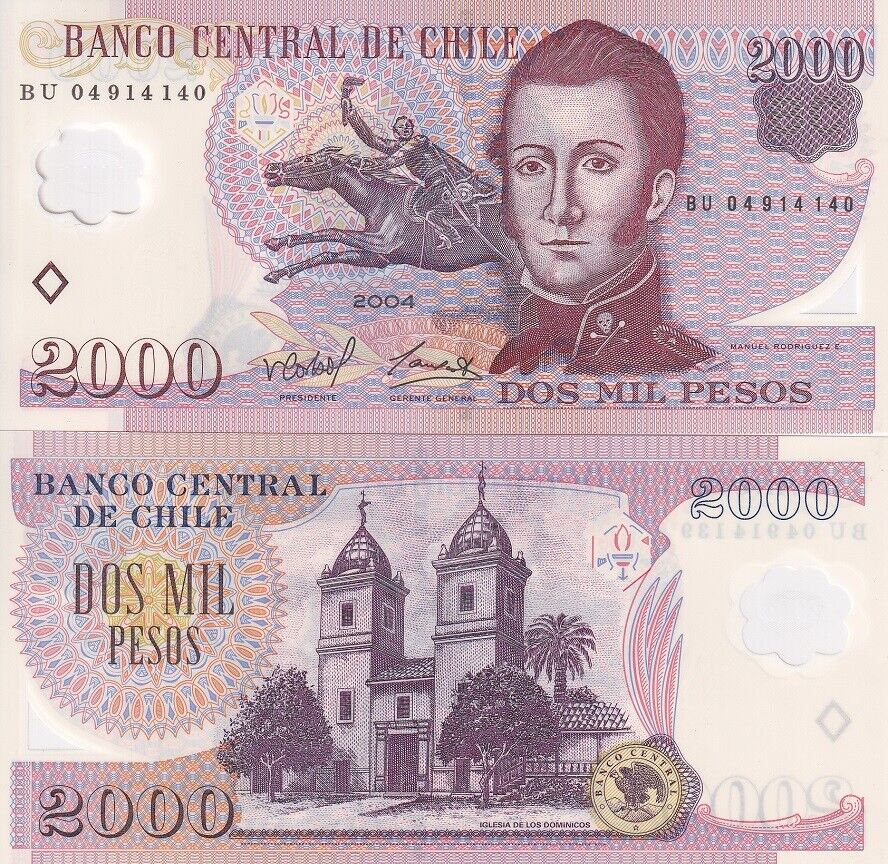 Chile 2000 Pesos 2004 P 160 a UNC