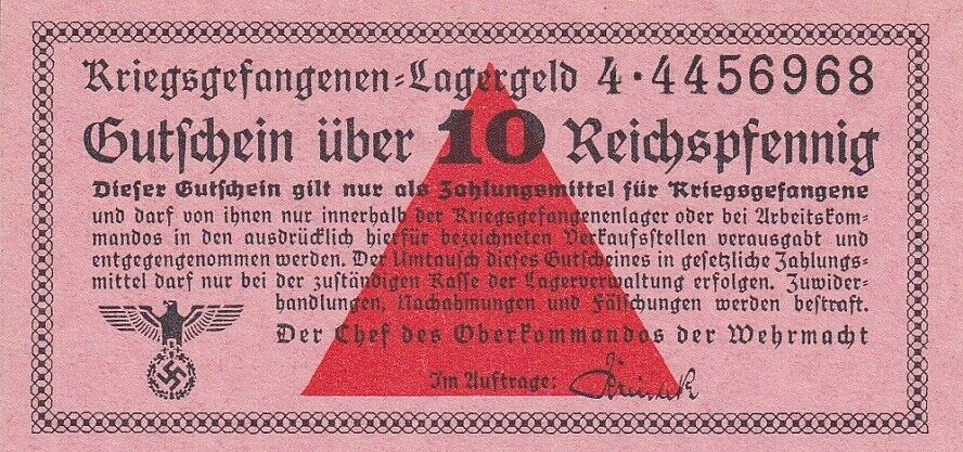 Germany Prisoner 10 Reichsmark ND 1939-1944 P Ro521a UNC