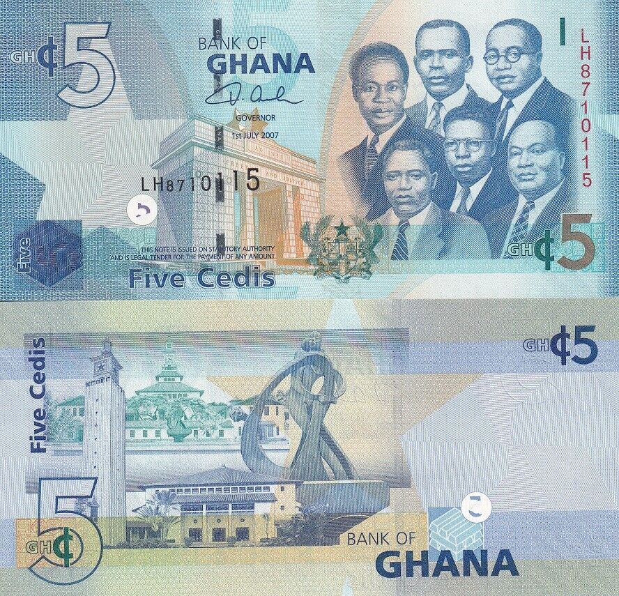 Ghana 5 Cedis 2007 P 38 UNC