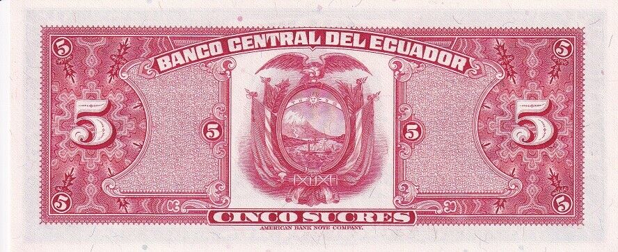 Ecuador 5 Sucres 1970 P 100 d UNC