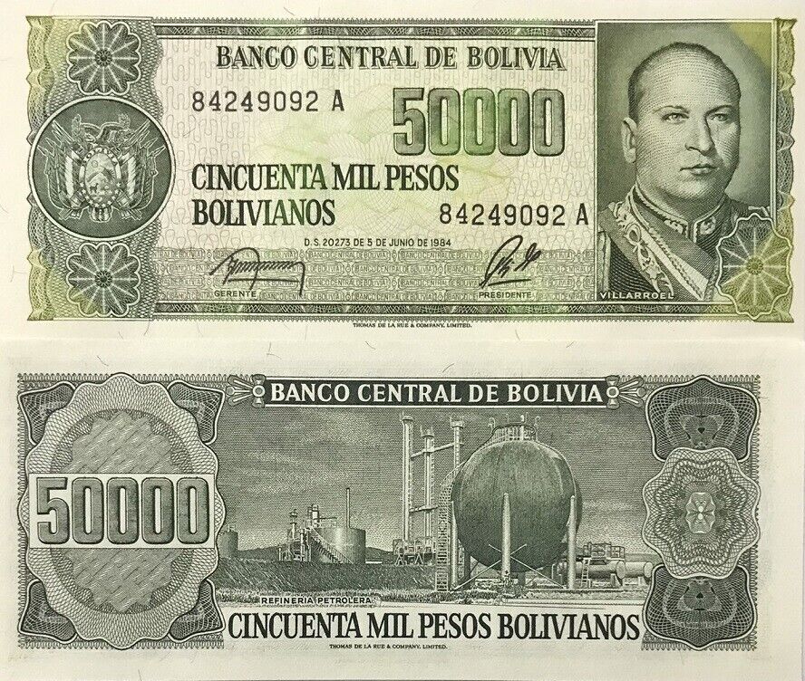 Bolivia 50000 Pesos 1984 P 170 UNC