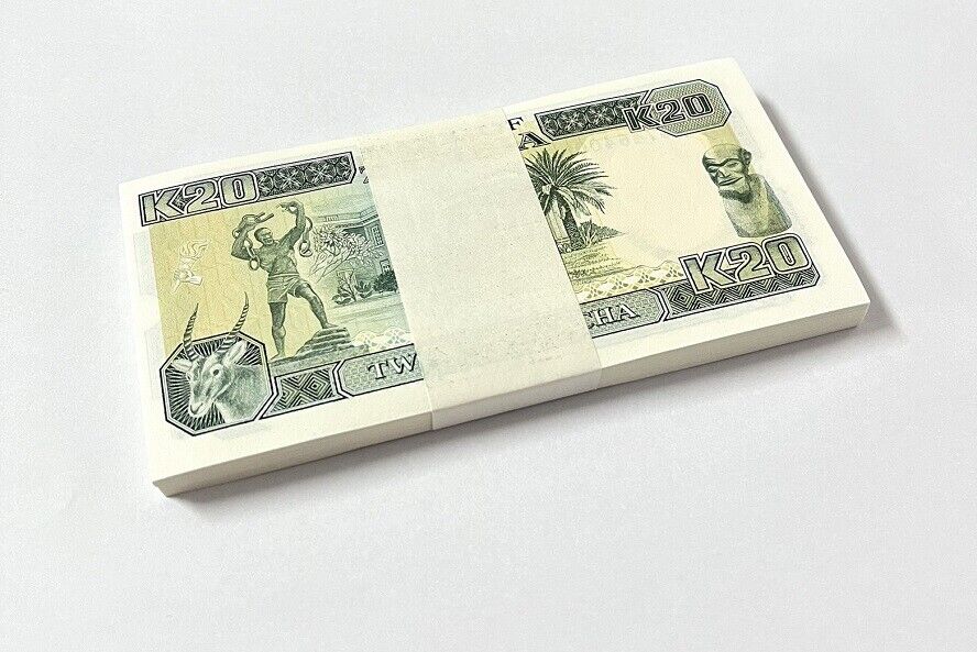 Zambia 20 Kwacha 1989/1991 P 32 b UNC LOT 100 PCS 1 BULDLE