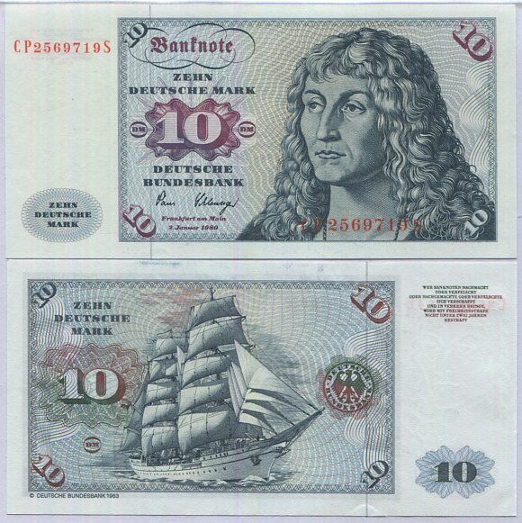 Germany 10 Deutsche Mark 1980 P 31 d AUnc