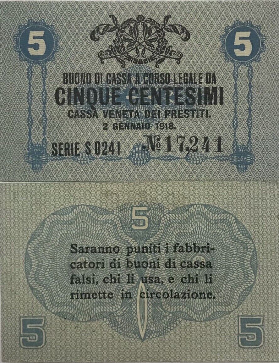 Italy 5 Centesimi 1918 P M1 AUnc