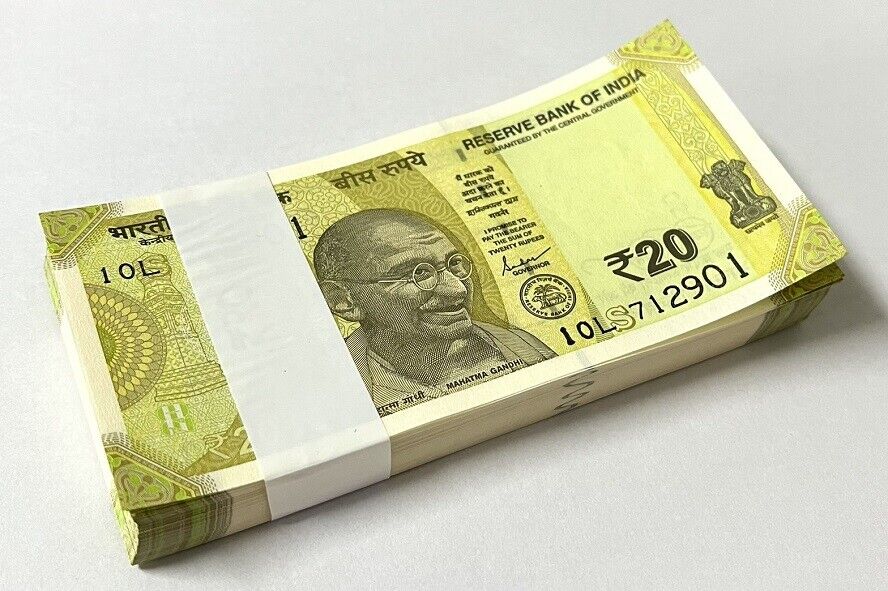 India 20 Rupees 2023 P 110 Mix Letter UNC LOT 100 PCS 1 BUNDLE