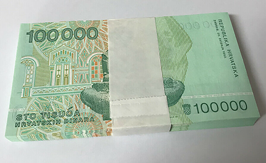 Croatia 100000 Dinara 1993 P 27 UNC LOT 25 PCS 1/4 BUNDLE