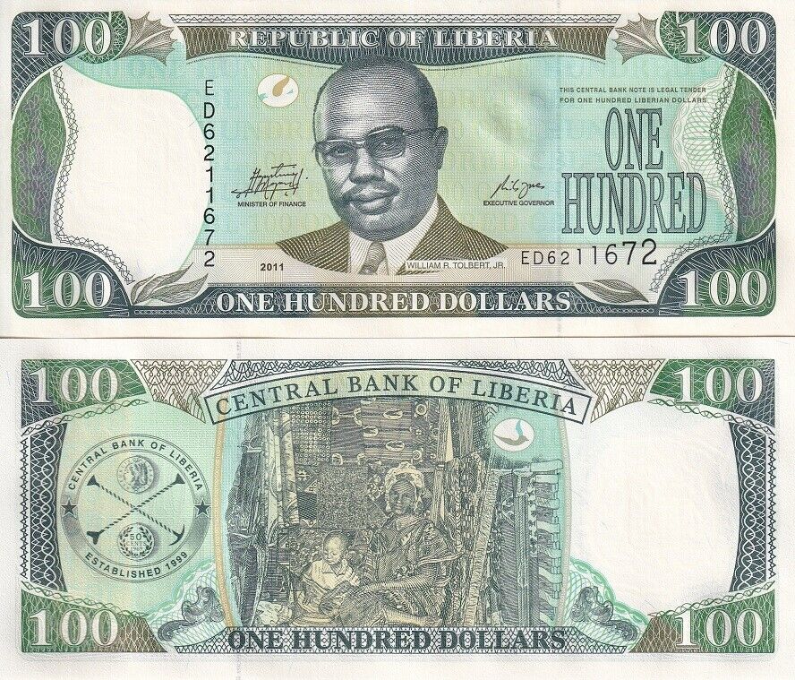 Liberia 100 Dollars 2011 P 30 g UNC