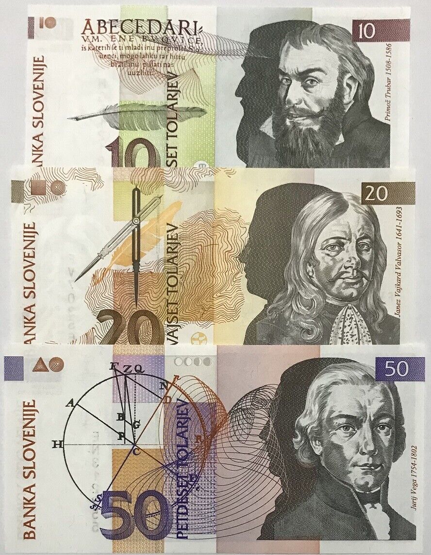Slovenia SET 3 UNC 10 20 50 Tolajev 1992 P 11 12 13