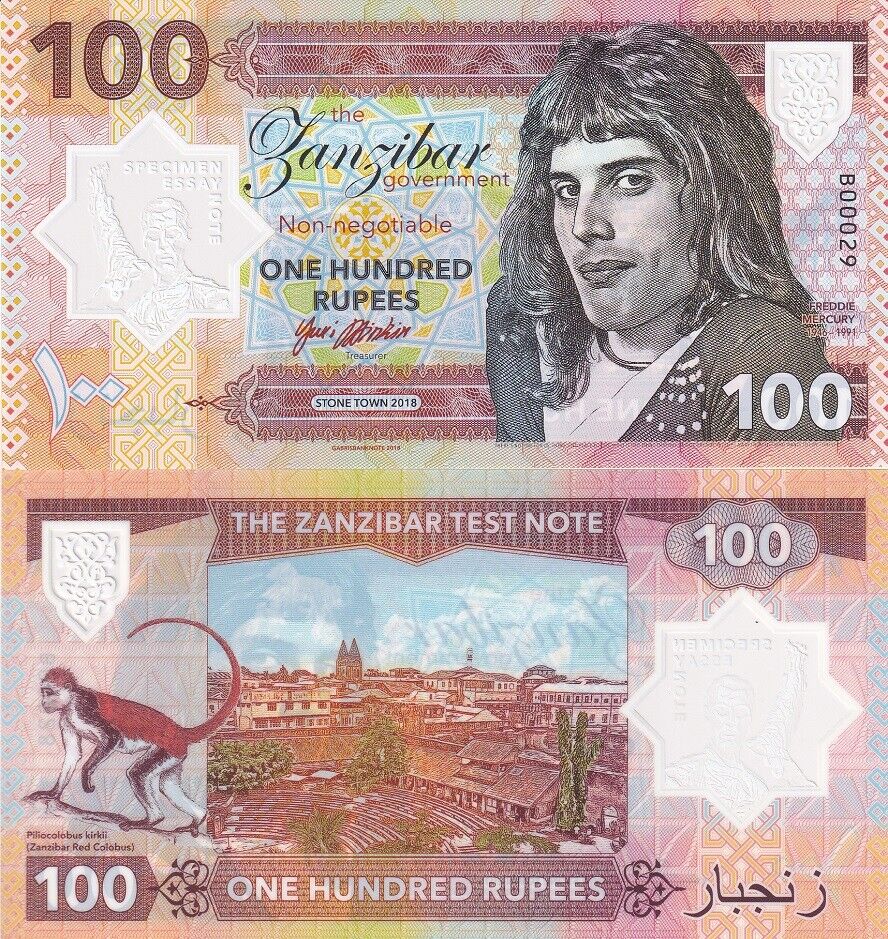 Zanzibar Tanzania 100 Rupees 2018 Private Fantasy Polymer Freddie Mercury