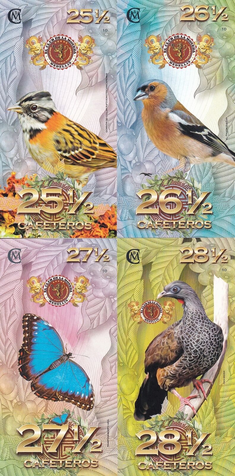 El Club De La Moneda SET 4 25 26 27 28 Cafeteiros 2023 Birds Polymer