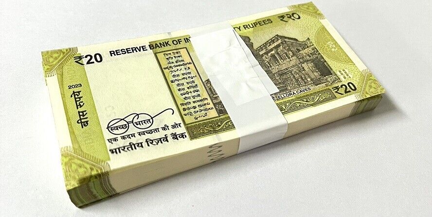 India 20 Rupees 2023 P 110 Mix Letter UNC LOT 100 PCS 1 BUNDLE