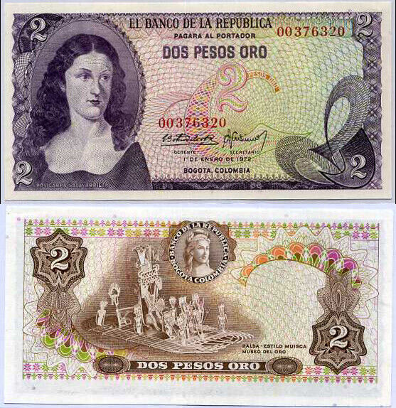 COLOMBIA 2 PESO 1972 P 413 UNC