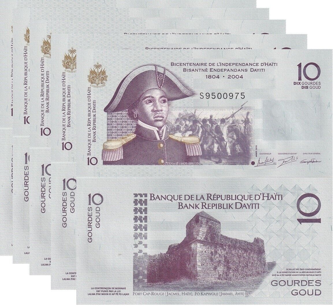 Haiti 10 Gourdes 2016 Comm. P 272 h UNC LOT 5 PCS
