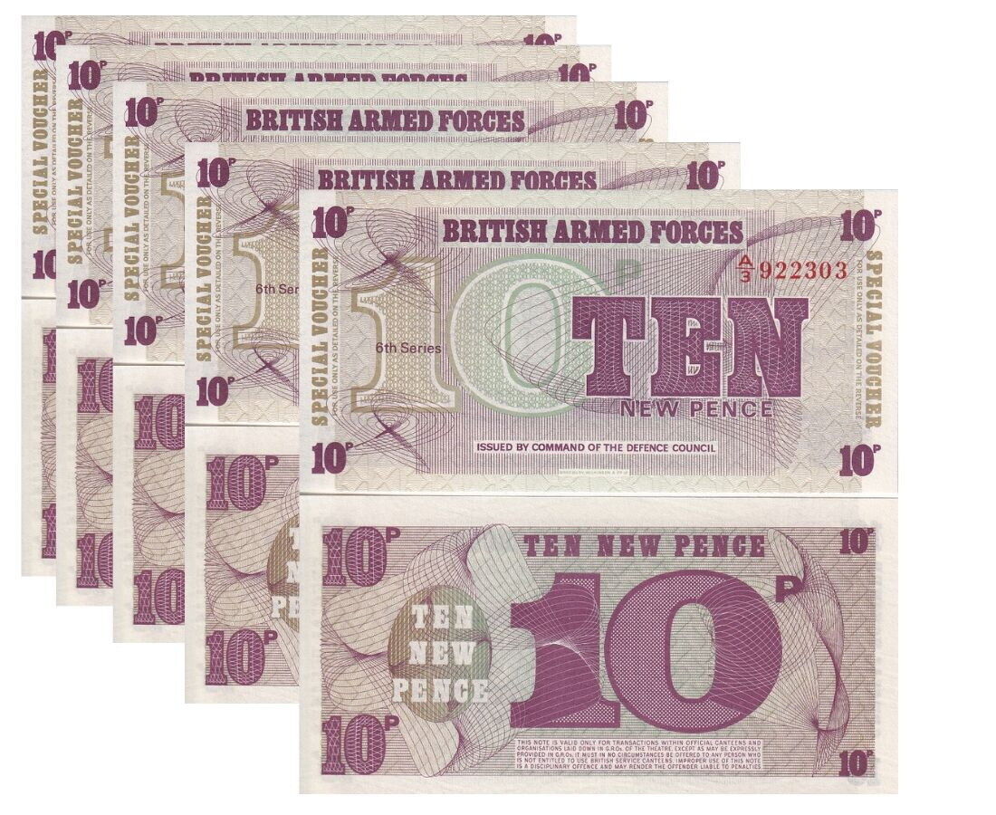 Great BRITAIN BRITISH 10 PENCE P M48 England UNC LOT 5 PCS