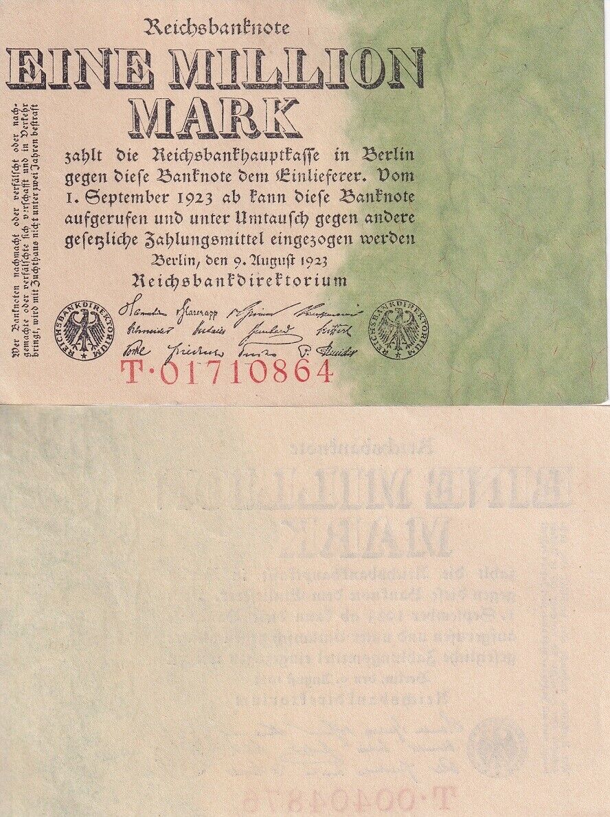 Germany Reichsbank 1000000 Mark 1923 P 101 AUnc