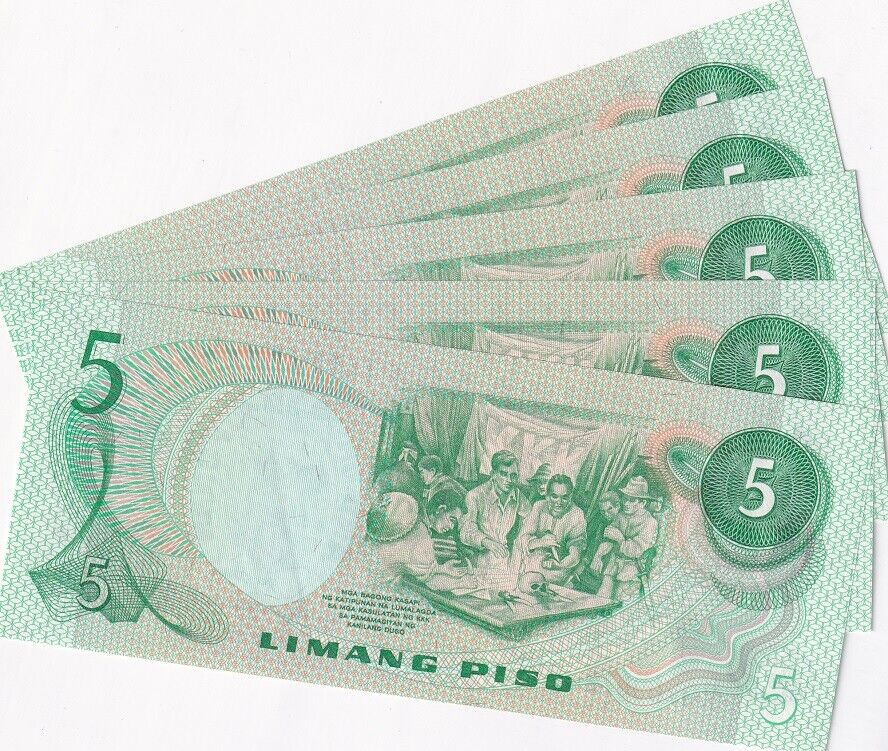 Philippines 5 Piso ND 1978 P 160 b SIGN 9 AUnc LOT 5 PCS