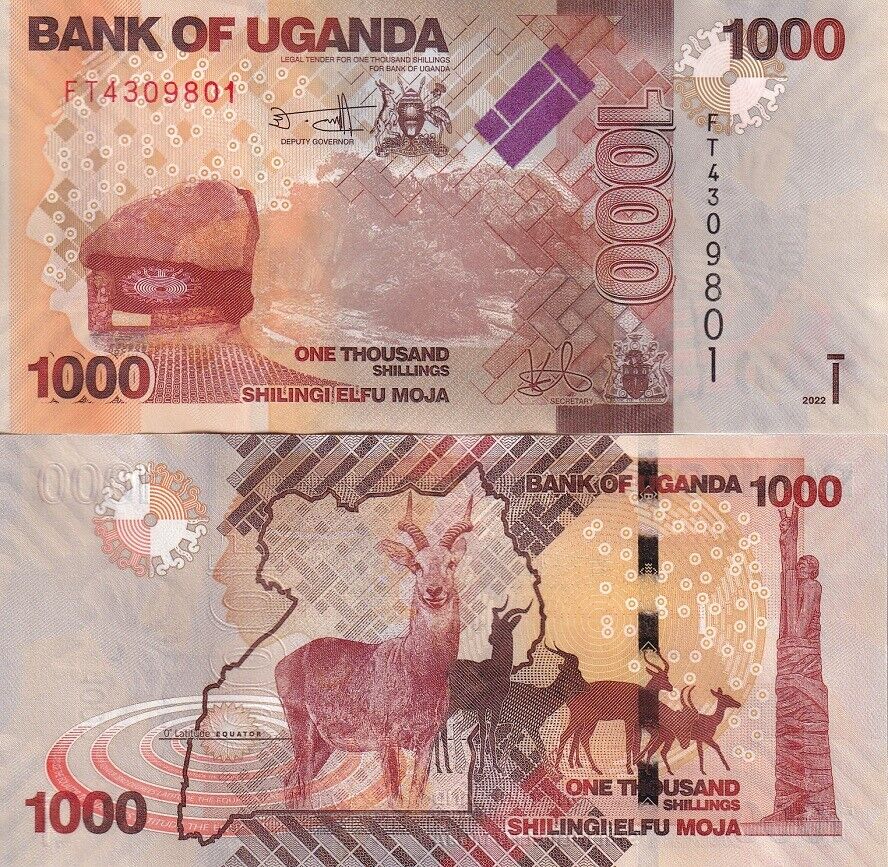 Uganda 1000 Shillings 2022 P 49 New Sign UNC LOT 50 PCS