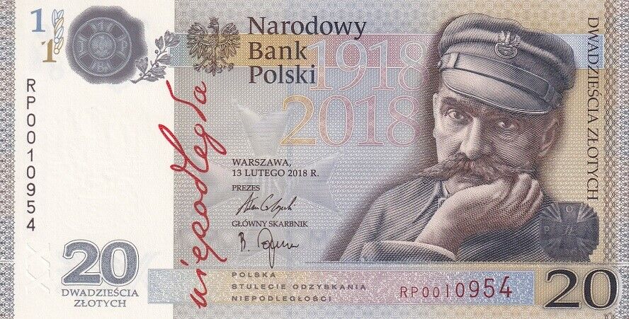 Poland 20 Zlotych 2018 P 192 UNC No FOLDER