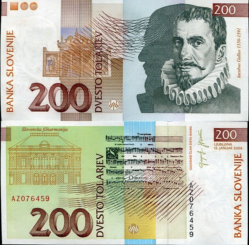 Slovenia 200 Tolarjev 2004 P 15 AZ Replacement AUnc