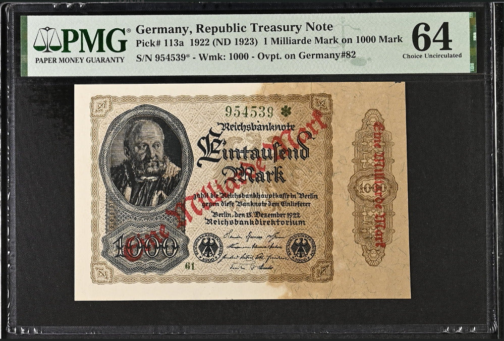 Germany 1 Milliarde Mark 1922 ND 1993 P 113 a Choice UNC PMG 64