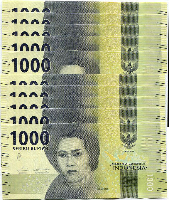 INDONESIA 1000 RUPIAH 2016 SMALL PRINTED 2016 P 154 UNC LOT 20 PCS 1/5 BUNDLE