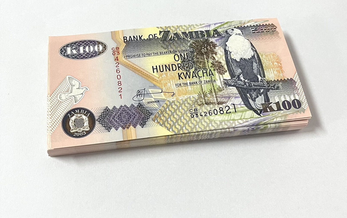 Zambia 100 Kwacha 2003 P 38 UNC LOT 25 PCS