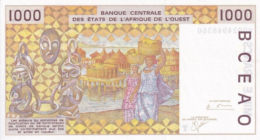 West African States Togo 1000 FRANCS 2001 P 811Tk UNC