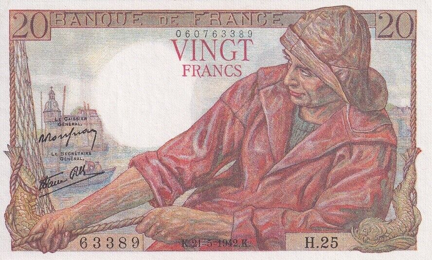 France 20 Francs 1942 P 100 AU-UNC