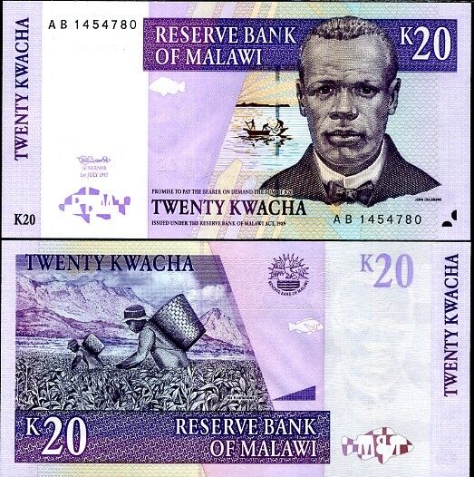 Malawi 20 Kwacha 1997 P 38 a UNC