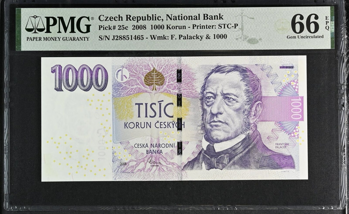Czech Republic 1000 Korun 2008 P 25 c GEM UNC PMG 66 EPQ