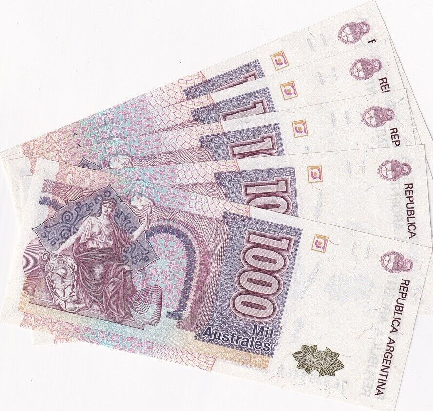 Argentina 1000 Australes ND 1988 P 329 UNC LOT 5 PCS