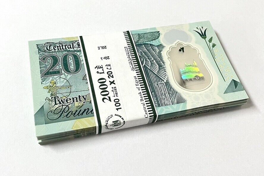 Egypt 20 Pounds 2023 Polymer P 82 UNC Lot 100 Pcs 1 BUNDLE
