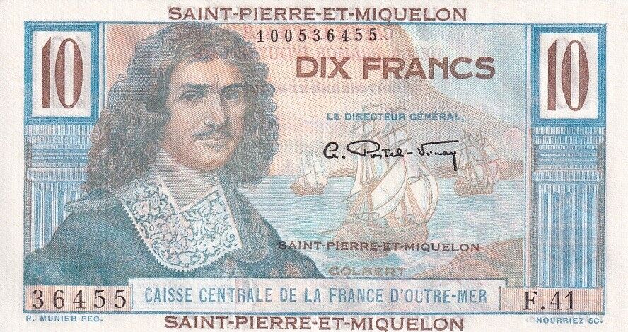 Saint Pierre Miquelon 10 Francs ND 1950-1960 P 23 UNC NR