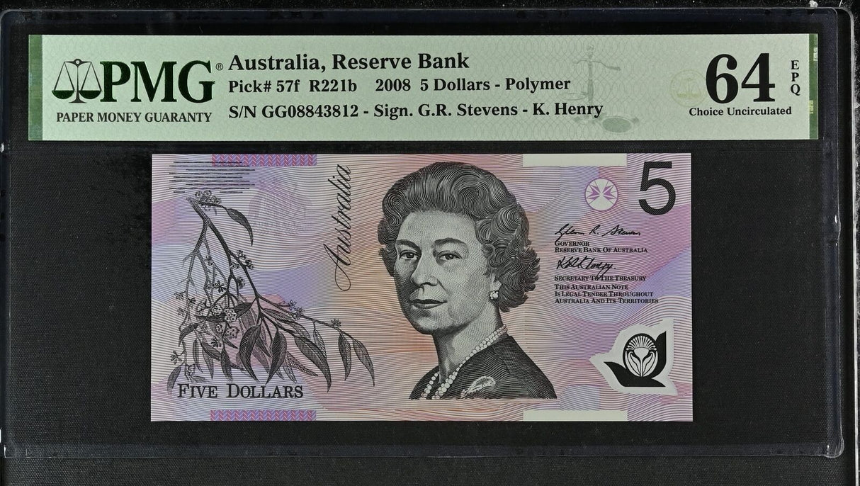 Australia 5 Dollars 2008 P 57 f Polymer Choice UNC PMG 64 EPQ