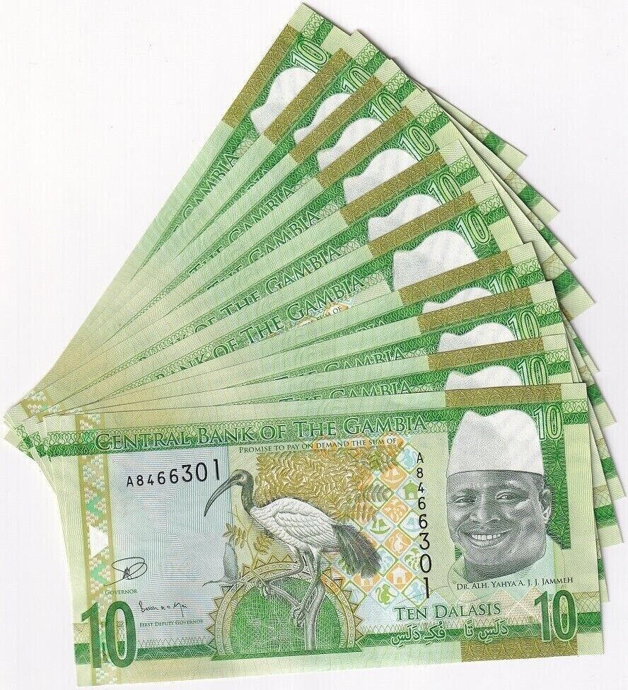 Gambia 10 Dalasis 2015 P 32 UNC LOT 10 PCS