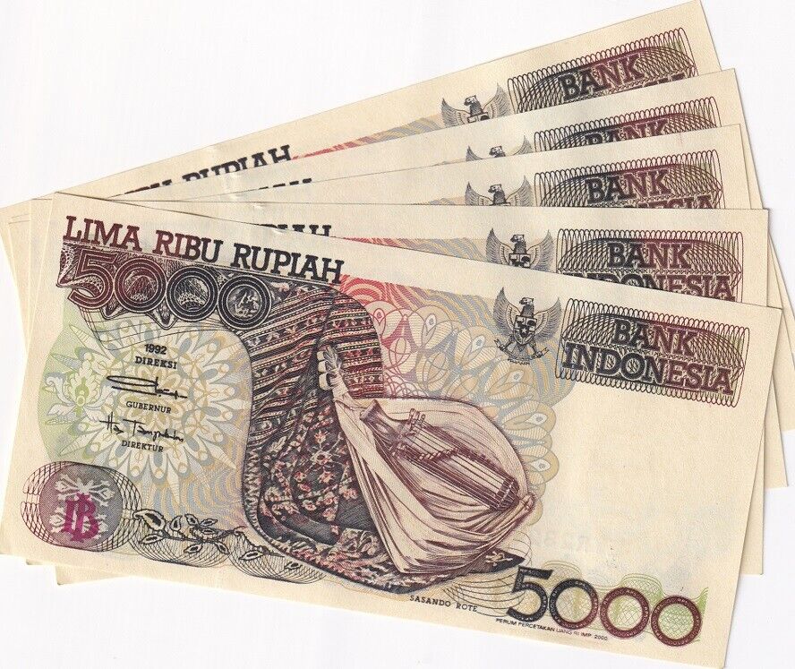 Indonesia 5000 Rupiah 1992/2000 P 130 UNC LOT 5 PCS