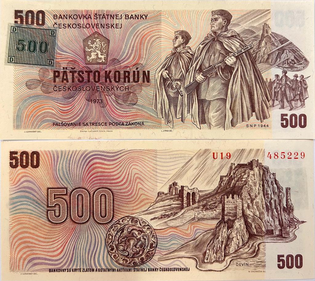 Czech Republic 500 Korun 11973/1993 W/Stamp Prefix U P 2 UNC