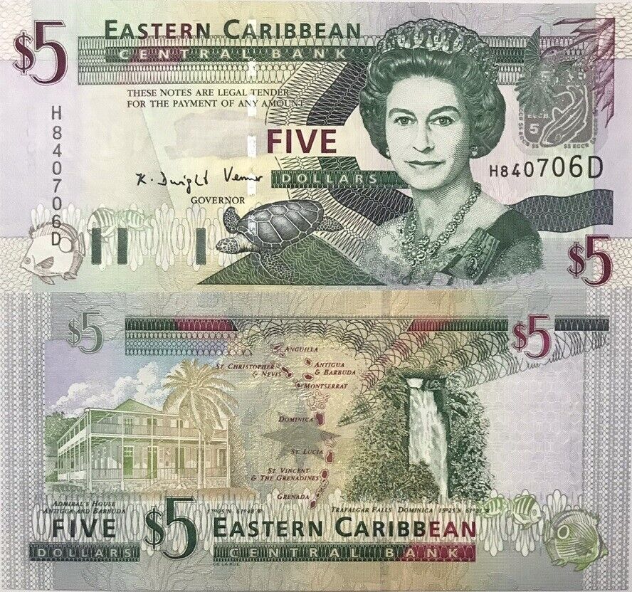 East Caribbean 5 Dollars ND 2003 suffix letter D P 42 d UNC