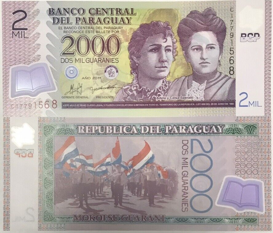 Paraguay 2000 Guaranies 2011 P 228 Polymer UNC