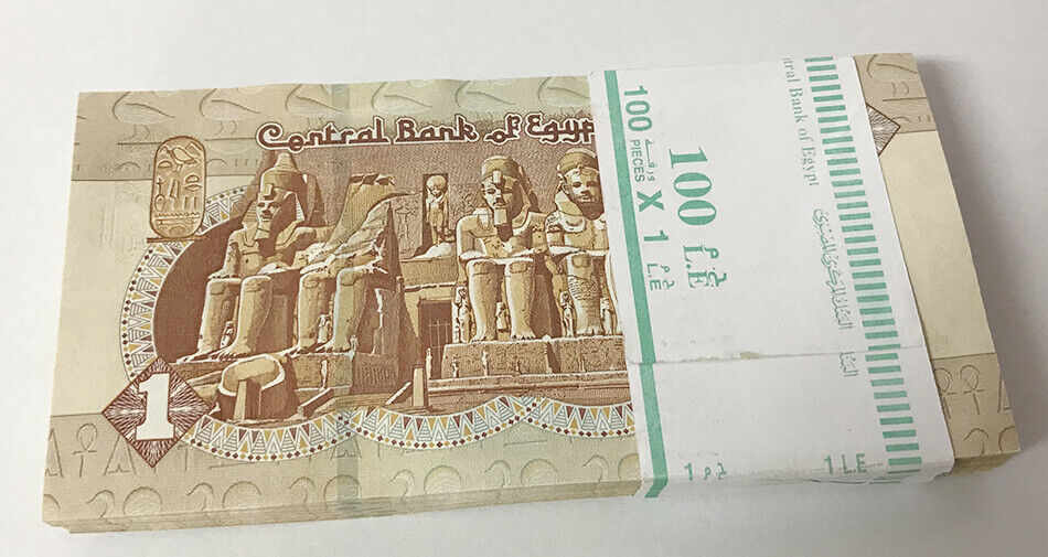 Egypt 1 Pound 2018 P 71 UNC Lot 100 Pcs 1 Bundle