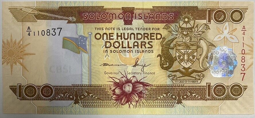 Solomon Islands 100 Dollars ND 2006 P 30 Random Signature & Prefix UNC