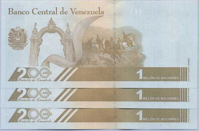 Venezuela 1 Million 1000000 Bolivares 2020/2021 P 114 UNC Lot 3 Pcs