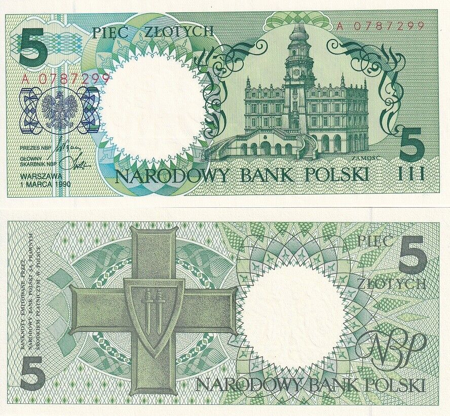Poland 5 Zlotych 1990 P 166 b UNC