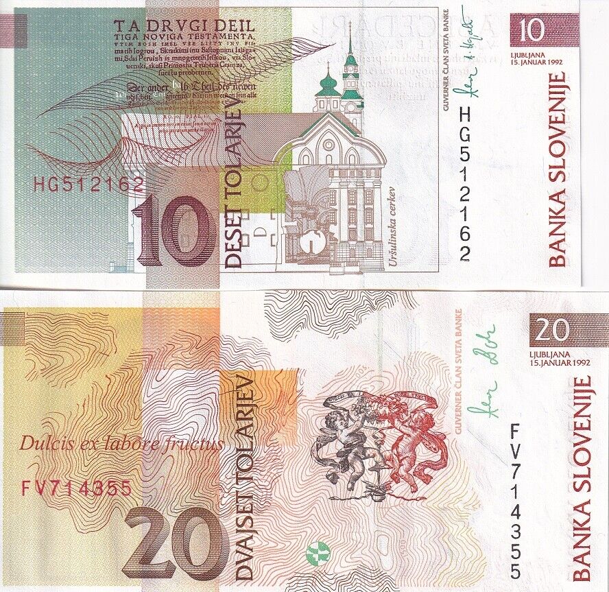 Slovenia Set 2 UNC 10 20 Tolajev 1992 P 11 12