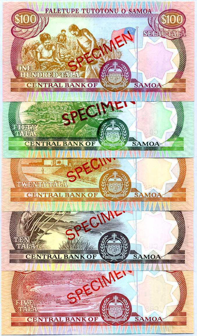 Western Samoa Set 5 UNC 5 10 20 50 100 Tala 2005/2006 Specimen P 33 34 35 36 37