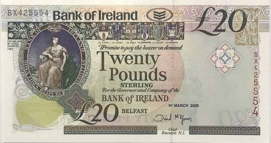 Northern Ireland 20 Pounds 2005 P 80 b UNC